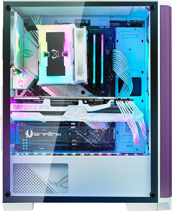 Actual product image BitFenix Nova Mesh SE TG ARGB Midi Tower, Tempered Glass - white/purple (ATX, mATX, Mini-ITX)