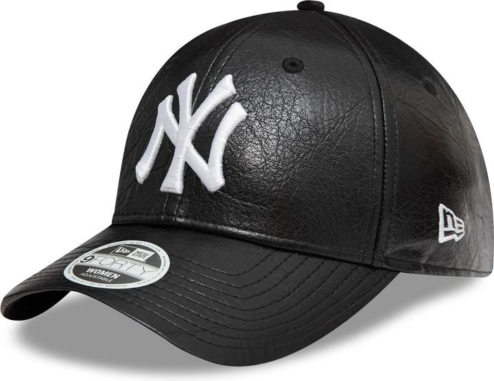 Produktbild New Era 9Forty Damen Cap - KUNSTLEDER NY Yankees schwarz