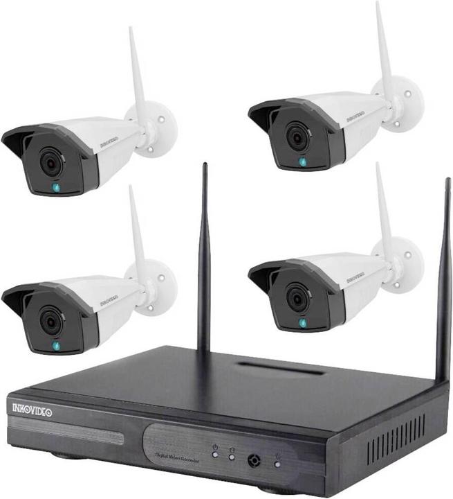 Produktbild Inkovideo Überwachungskamera Set WLAN IP 4 Kanal mit Kameras 1920 x 1080 Pixel (1920 x 1080 Pixels)