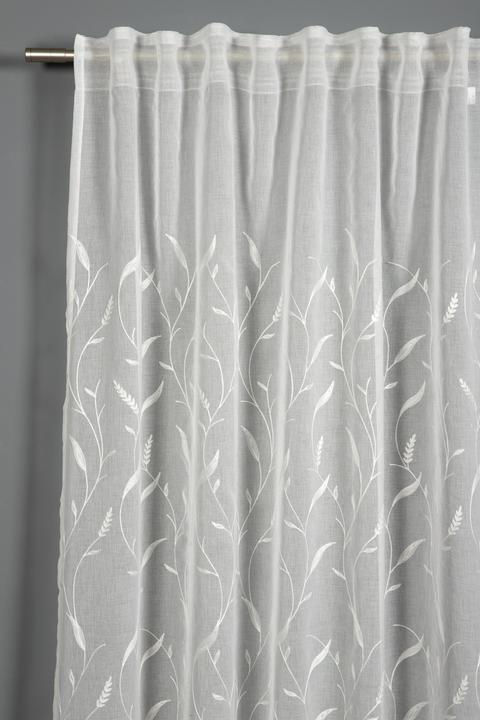 Image du produit Gardinia écharpe avec ruban de rideau, voile Dolly avec broderie de rinceaux (140 x 245 cm)