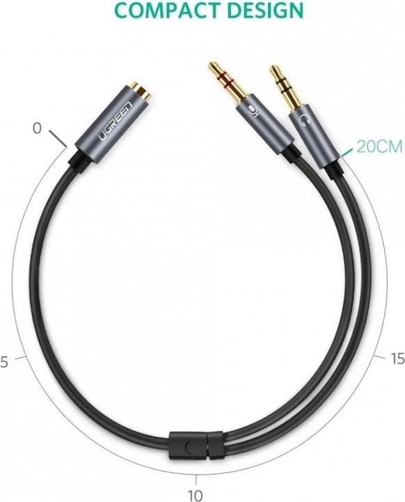 Immagine prodotto Ugreen Splitter Y per microfono e cuffie con jack da 3,5 mm (0.20 m, Connettore da 3,5 mm (AUX))