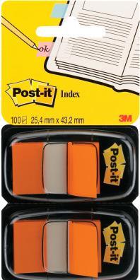 Immagine prodotto Post-it Indice dei marcatori adesivi 25,4x43,2mm Set di 2 marcatori arancioni trasparenti + Dispenser (25 x 43 mm)