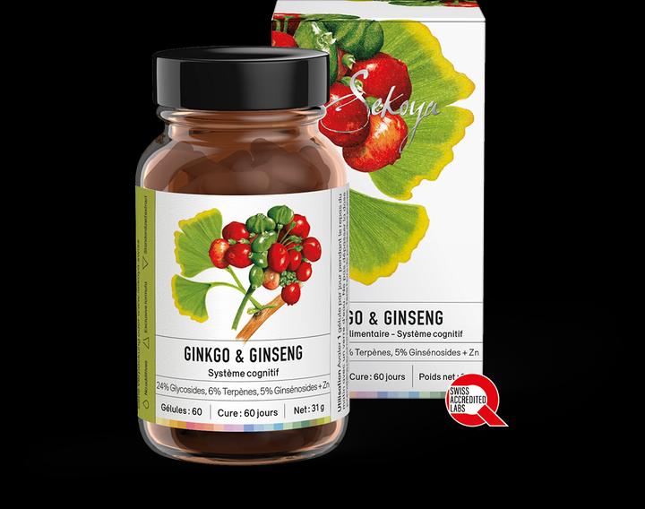 Image du produit Sekoya Ginkgo & Ginseng | Pour la mémoire (60 pièce(s), Capsules, 31 g)