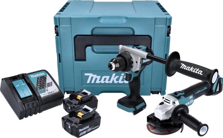 Actual product image Makita DLX 2430 TJ Battery Combo Kit DDF 486 Cordless Drill + DGA 504 Cordless Angle Grinder + 2x Batteries