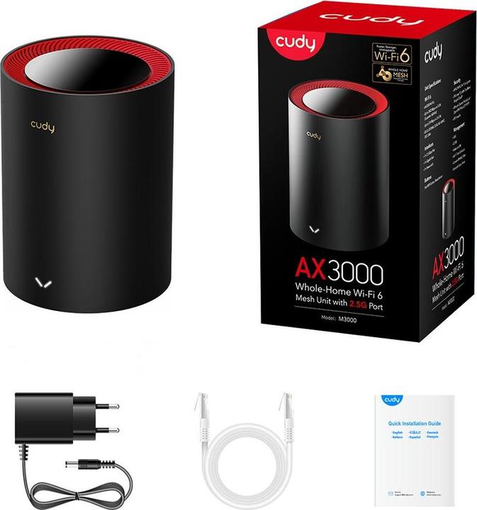 Produktbild Cudy M3000 AX3000 Wi-Fi 6 Mesh 2.5G 1er-Pack (2402 Mbit/s)