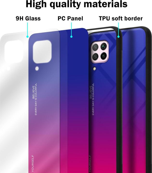 Image du produit Cadorabo Couverture en verre TPU 2 couleurs (Huawei Nova 7i, Huawei P40 Lite)