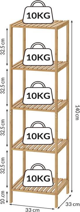Image du produit Casaria Étagère (140 x 33 x 33 cm)