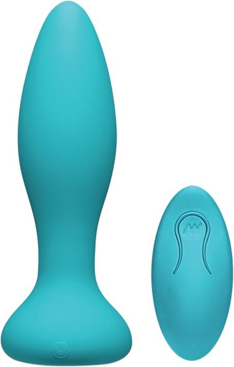 Actual product image Doc Johnson Rimmer Experienced vibrating and rotating anal plug turquoise