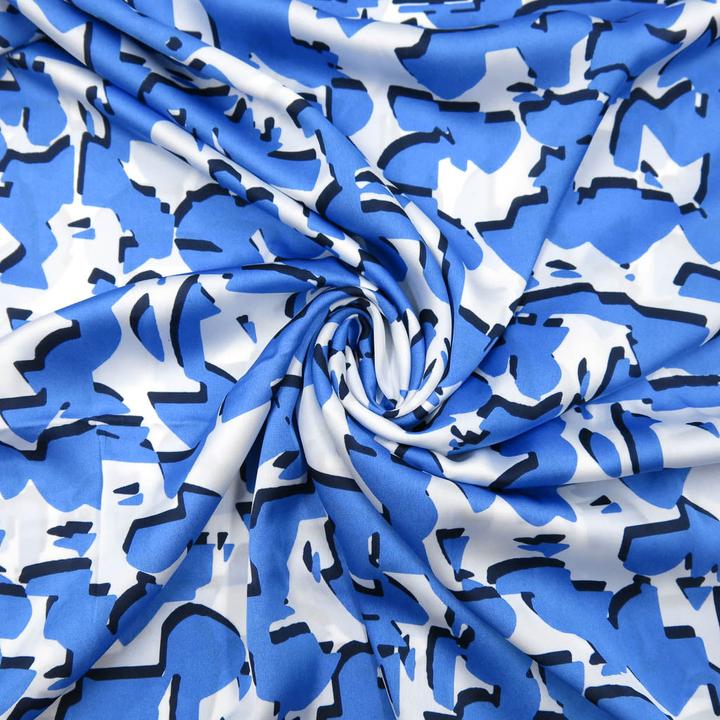 Produktbild Stoffrestposten Satin - Modernes Muster Blau