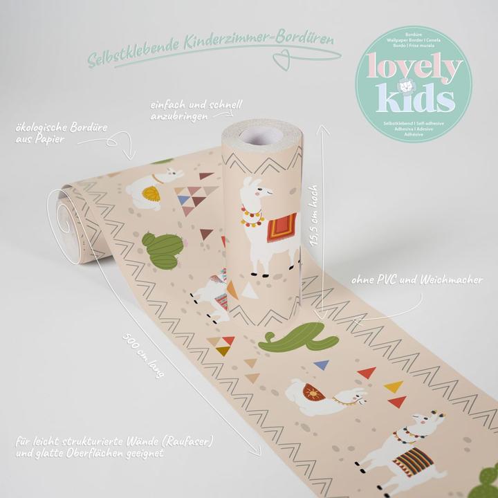 Image du produit A.S. Création Lovely Kids Chambre d'enfant Relaxed Lamas avec d'adorables lamas et cactus (15 x 500 cm)
