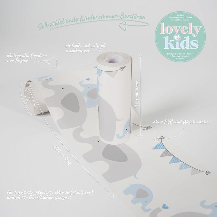 Produktbild A.S. Création Lovely Kids Kinderzimmer Elephant Party mit süssen Elefanten (15 x 500 cm)