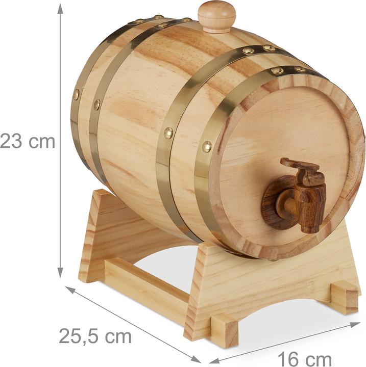 Actual product image Relaxdays Wooden Barrel 1.25L, Tap