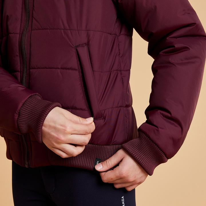 Actual product image Fouganza Winter riding jacket 500 Warm children bordeaux (116)