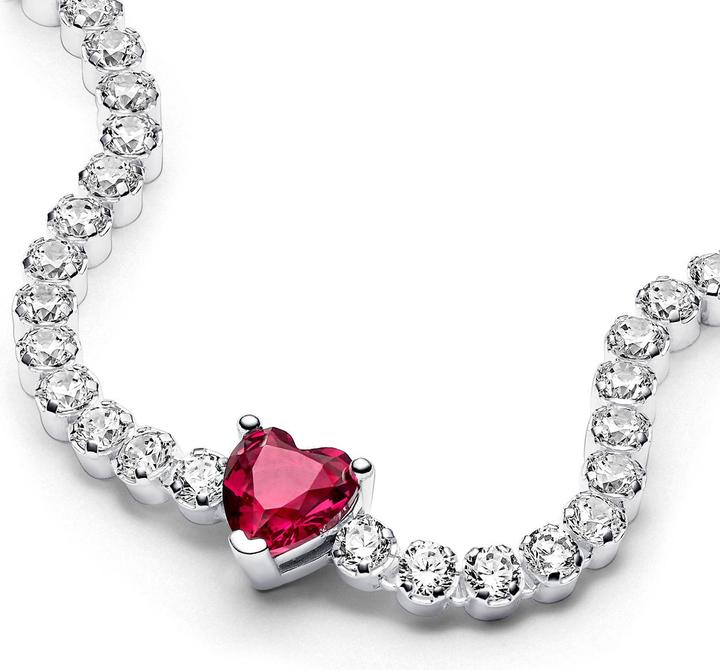 Actual product image Pandora Red Sparkling Heart Tennis Bracelet (20 cm, Sterling silver 925)