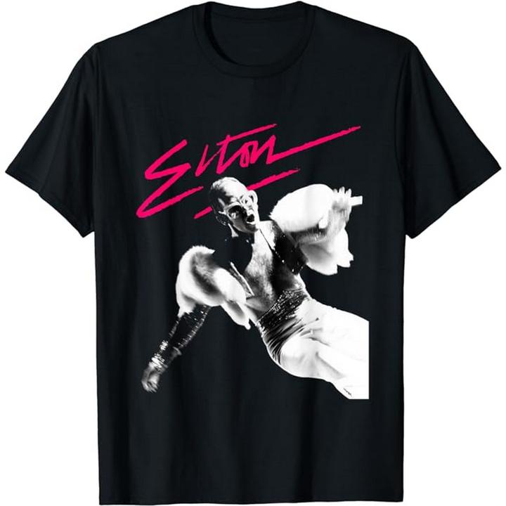 Immagine prodotto Elton John Maglietta Spazzola Stampa posteriore Adulto Unisex (L)