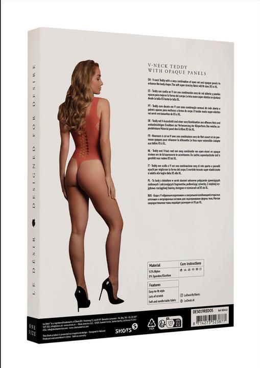 Produktbild Le Désir V-Neck Teddy with Opaque Panels - One Size (One Size)