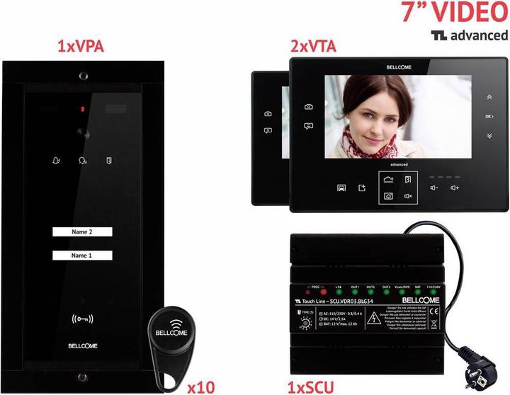 Actual product image Bellcome Video door phone d 7" Kit 2 Family (Cable)