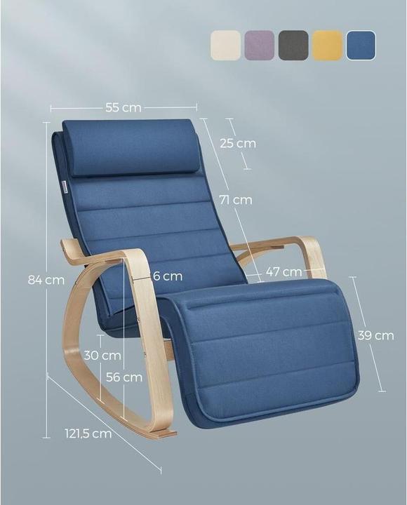 Productafbeelding Songmics Schommelstoel blauw bruine stof