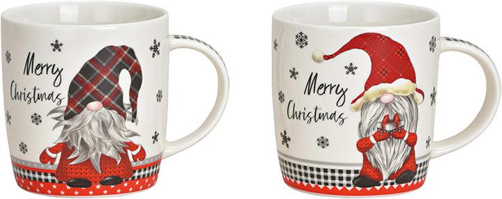 G. Wurm Becher Weihnachtsdekor, Wichtel, Merry Christmas aus Porzellan Rot 2-fach, (B/H/T) 12x9x8cm 340ml (340 ml, 2 x)