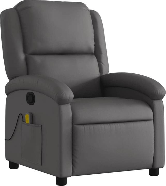 Immagine prodotto VidaXL Sedia da massaggio in vera pelle grigia,Colore: Grigio, Materiale: Vera pelle