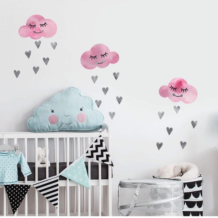 Immagine prodotto Trenddeko Nuvole acquerellate e cuori grigi (67 x 80 cm)