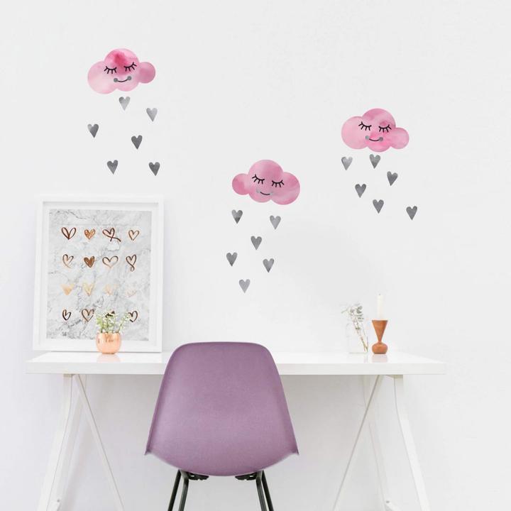 Immagine prodotto Trenddeko Nuvole acquerellate e cuori grigi (67 x 80 cm)