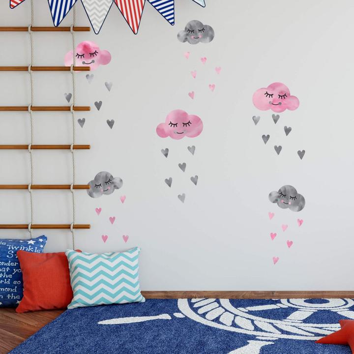 Immagine prodotto Trenddeko Nuvole acquerellate e cuori grigi (67 x 80 cm)