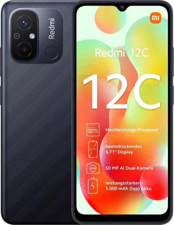 Actual product image Xiaomi Redmi 12C (32 GB, Graphite gray, 6.71", Dual SIM, 50 Mpx, 4G)