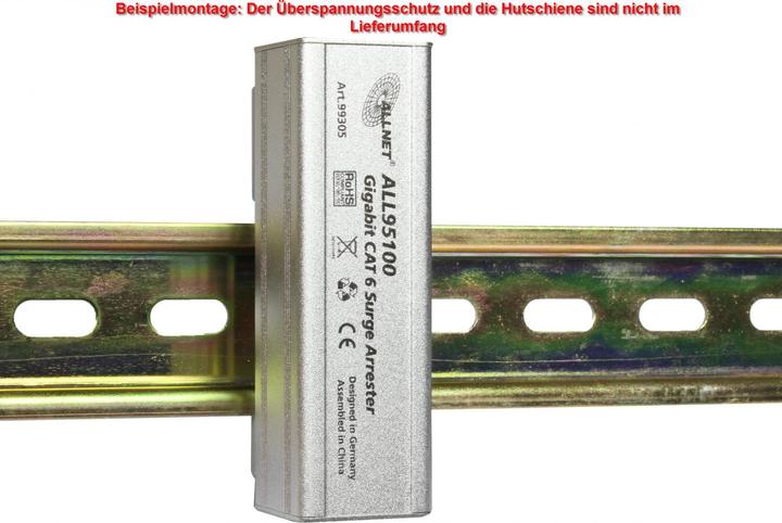 Allnet TP Cat 6 Überspannungs-/Blitzschutz zbh. für ALL95100 Hutschiene Montageklammer