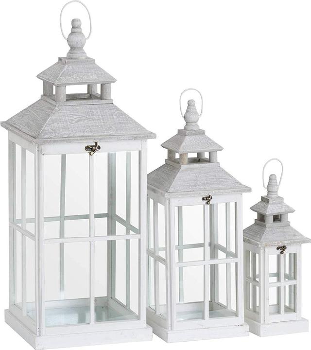 Hill Interiors Lanterne bianche di stile fenêtre con coperchio aperto (lotto di 3) (3 x)