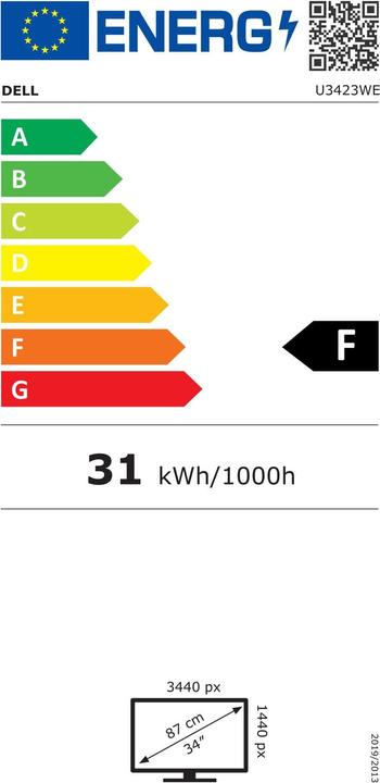 Energie-Label Dell UltraSharp U3423WE (3440 x 1440 Pixel, 34.14")