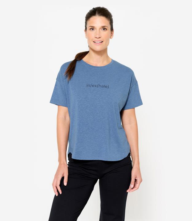Actual product image Kimjaly Women's Short-Sleeved Yoga T-Shirt - Dark Blue (M)