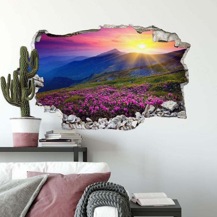 Actual product image Trenddeko 3D sunset in the mountains (100 x 61 cm)