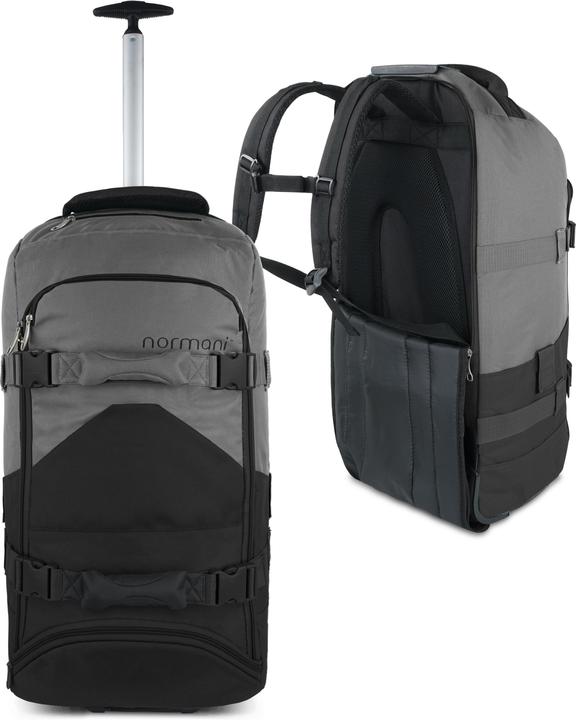 Immagine prodotto Normani Reisetasche mit Rucksackfunktion 90L mit Regenüberzug Schwarz/Grau (90 l, L (90 - 115l))
