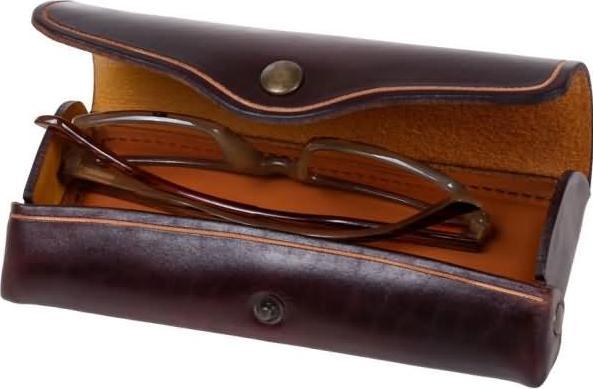 Actual product image Mika Spectacle case, groá, saddle leather, press stud, brown
