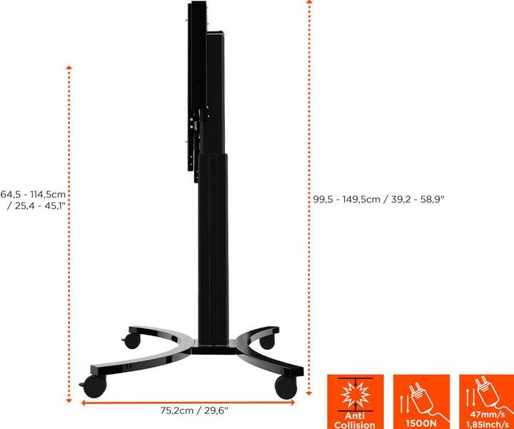 Immagine prodotto Quinta Carrello espositivo Expert regolabile elettricamente in altezza Carrello espositivo Adjust 4286MB (86", 136 kg)