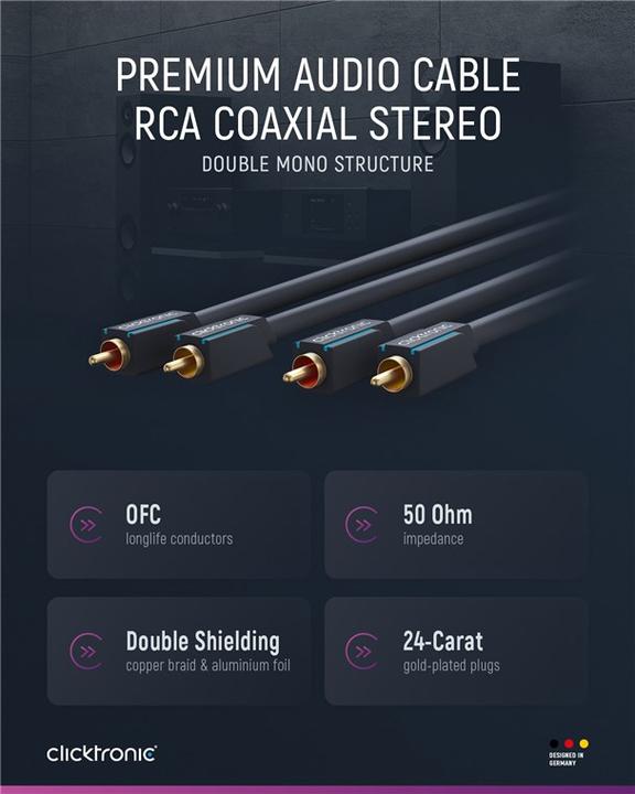 Produktbild clicktronic Stereo-Audiokabel (5 m, Cinch)