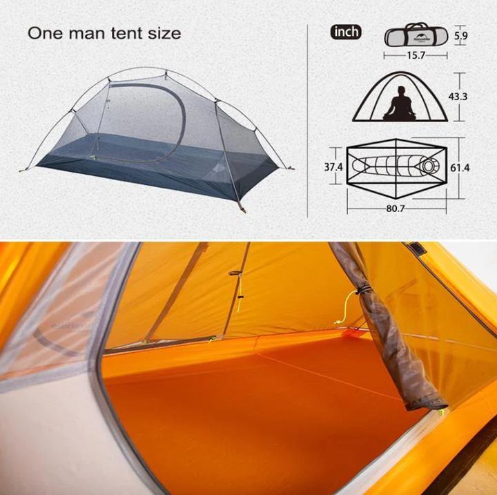 Actual product image Naturehike Namiot Cycling Ultralight 1 NH18A095-D-Orange (1.65 kg, 1 person)