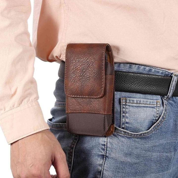 Produktbild Cover-Discount Nylon - Leder Gurttasche mit Kartenfach braun / XL