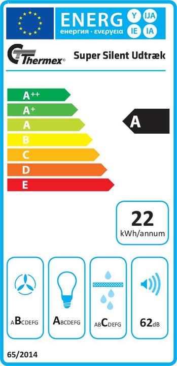 Label énergétique Thermorex Super Silent Semi encastré (pull out) White??/h A (Hotte intégrée)