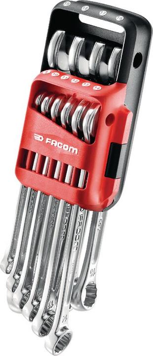 Facom Combination wrench set CrV steel, 10 pieces (19 mm, 8 mm, 10 mm, 11 mm, 12 mm, 17 mm, 15 mm, 13 mm, 14 mm, 9 mm, 16 mm, 18 mm)