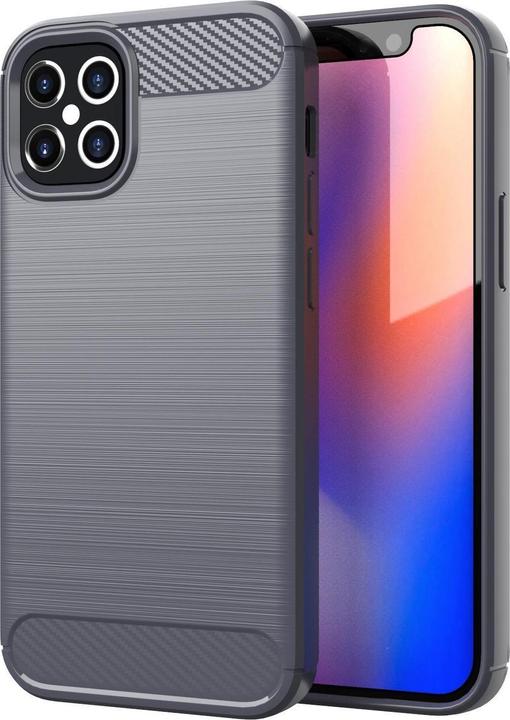 Actual product image Cadorabo TPU Ultra Slim carbon stainless steel Combi Cover (Apple iPhone 12, Realme 12 Pro+)