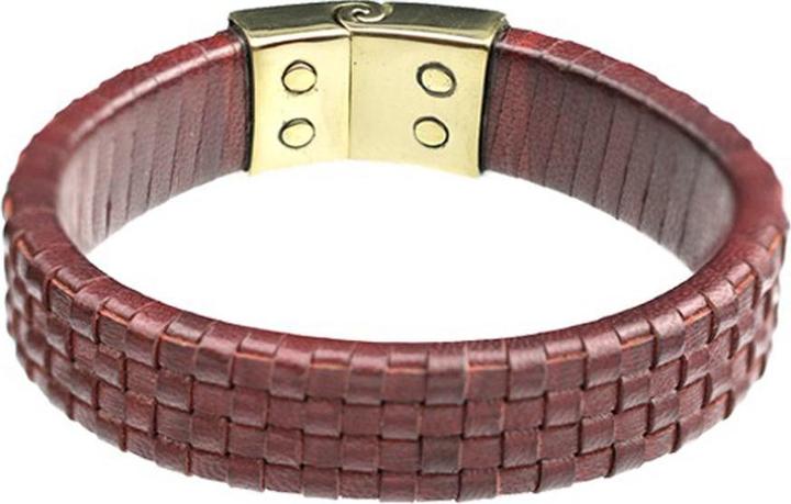 Produktbild Star Piercing Lederarmband burgund geflochten Karo (21 cm, Leder, Messing)