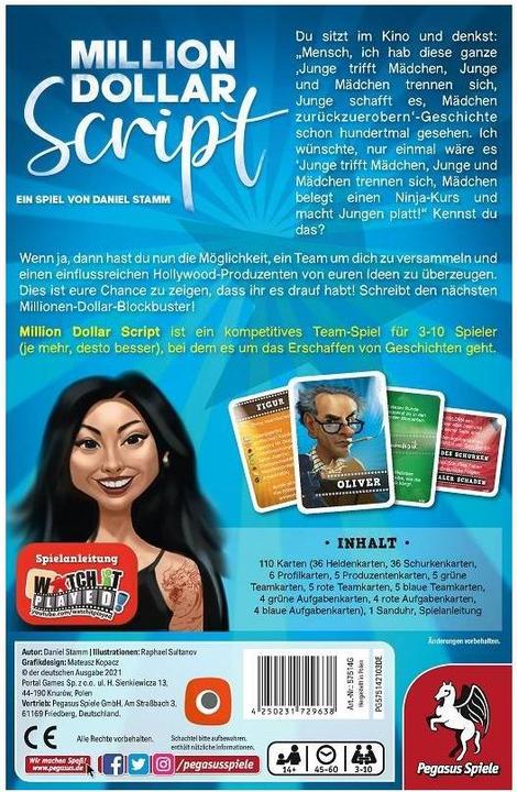 Produktbild Pegasus 57514G - Million Dollar Script, Kartenspiel, für 3-10 Spieler, ab 14 Jahren (DE-Ausgabe) (Englisch)