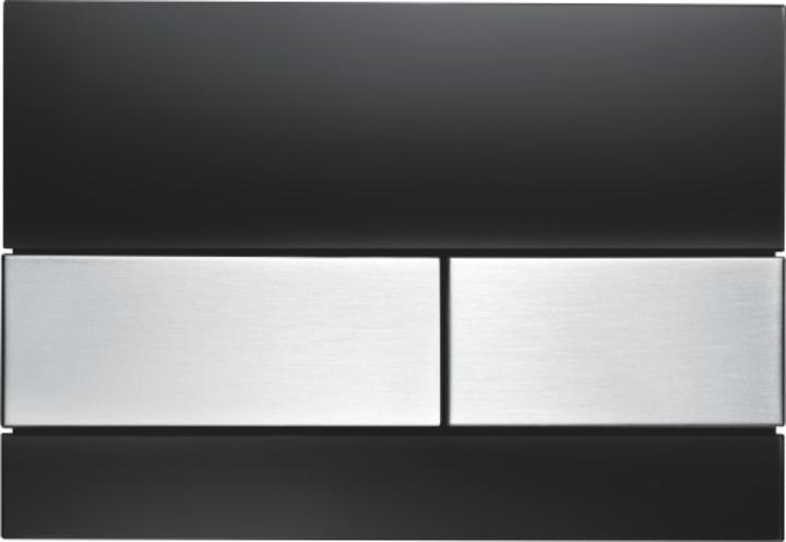 Produktbild TECE Square WC Betätigungsplatte Glas schwarz, Tasten Edelstahl gebürstet