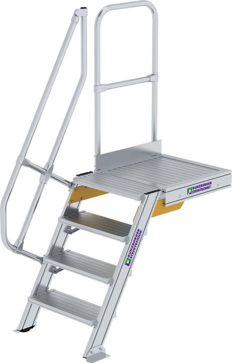 Munk Treppe mit Plattform 60° Stufenbreite 600 mm 4 Stufen Aluminium geriffelt (Gerüst, 60 cm)
