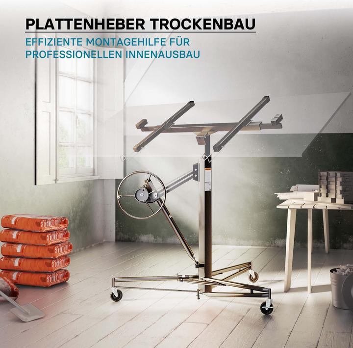 Produktbild Wiltec Plattenheber schwarz Paneelheber Rigips Montagehilfe XXL Plattenlift Trockenbau