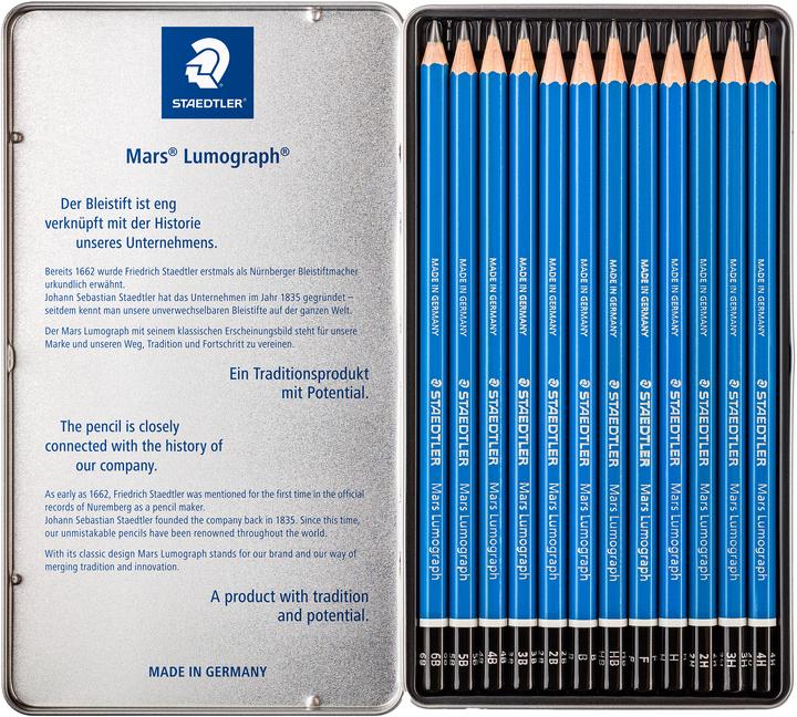 Produktbild Staedtler Mars Lumograph 100 Zeichenbleistifte (2 mm, 8B, 7B, 4B, 3B, 6B, 5B, 2B, 12 x)