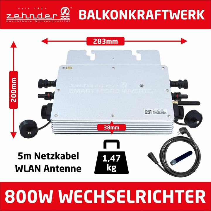 Produktbild Schubiger Smart Micro Wechselrichter ZEHNDER WR-800S Ecologic, mit APP Steuerung