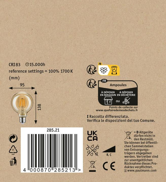 Produktbild Paulmann Globe Vintage (E27, 6 W, 450 lm, 1 x)